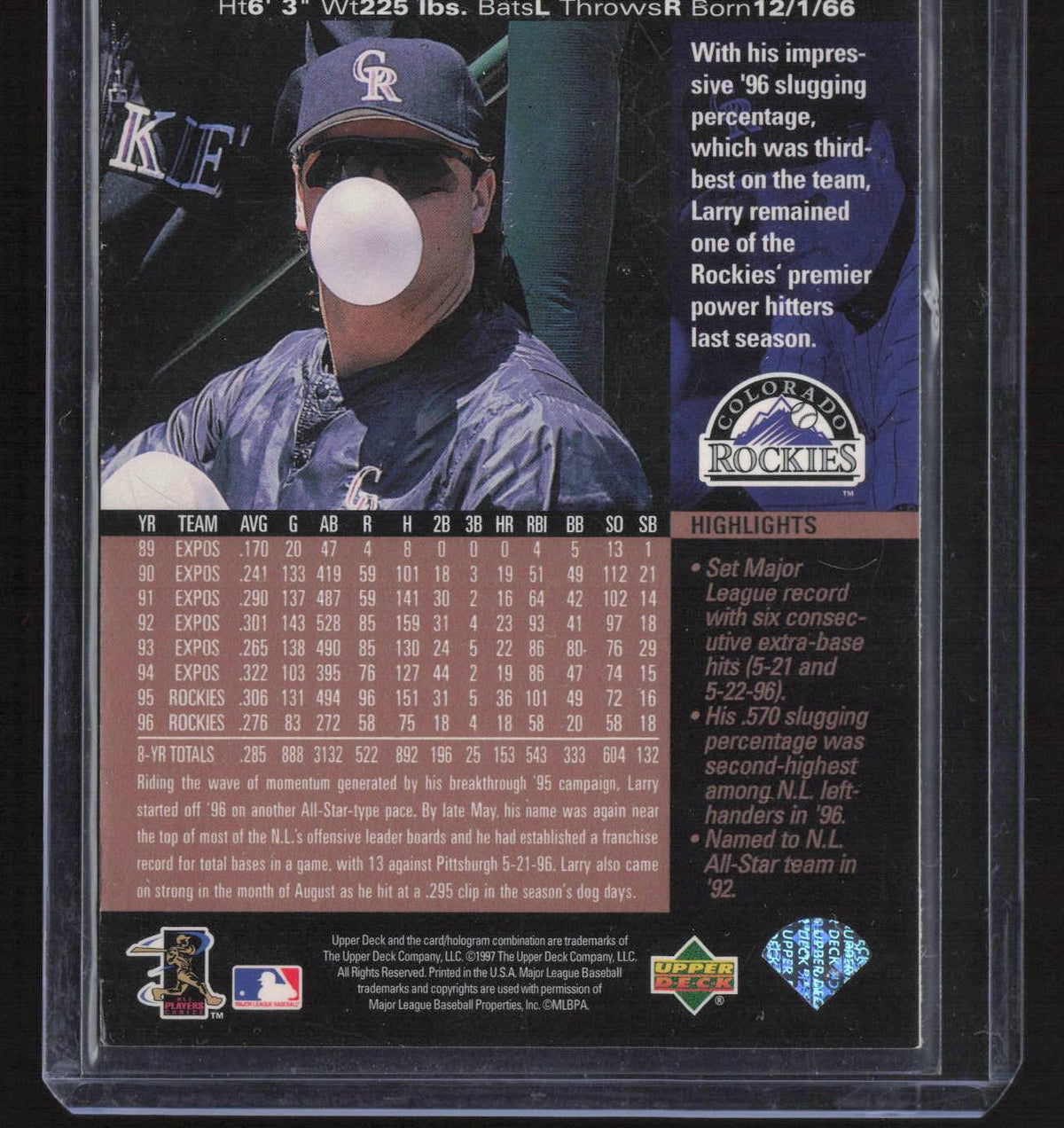 Larry Walker 1997 Upper Deck #353 Colorado Rockies