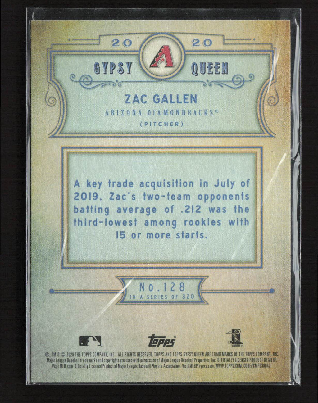 Zac Gallen 2020 Topps Gypsy Queen #128 RC Arizona Diamondbacks
