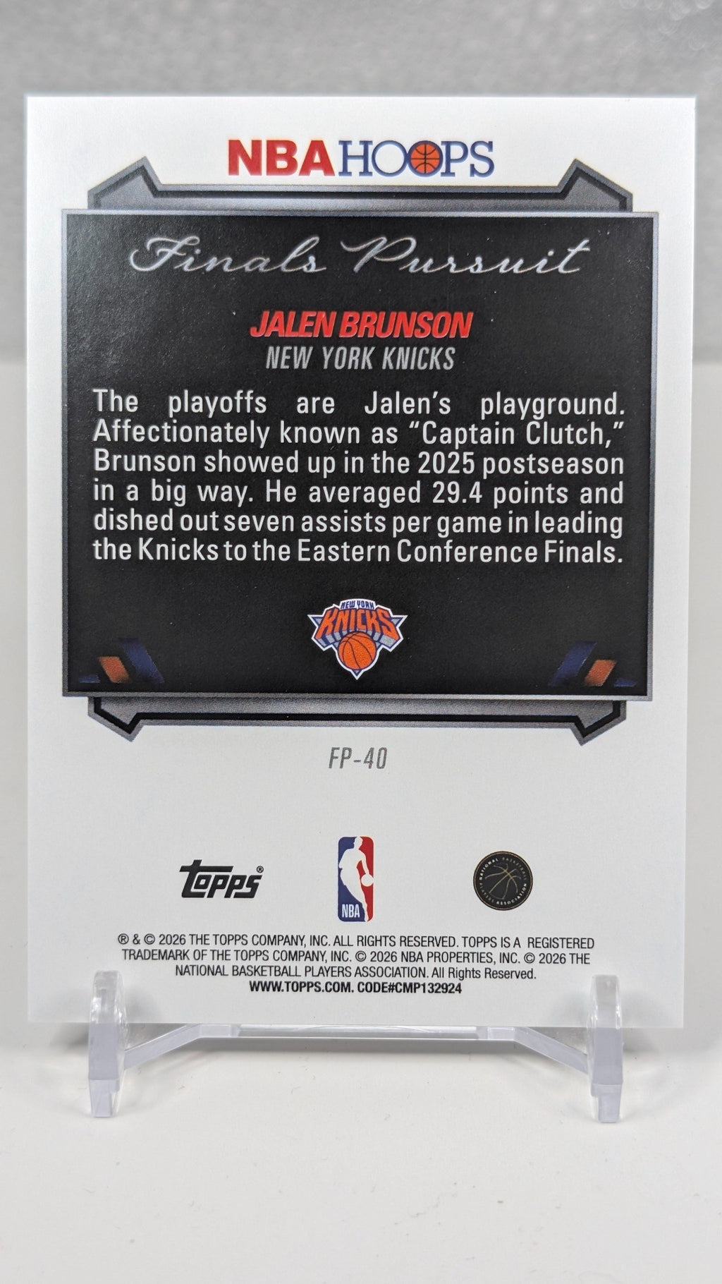 Jalen Brunson 2025-26 Hoops #FP-40 Finals Pursuit First Round New York Knicks