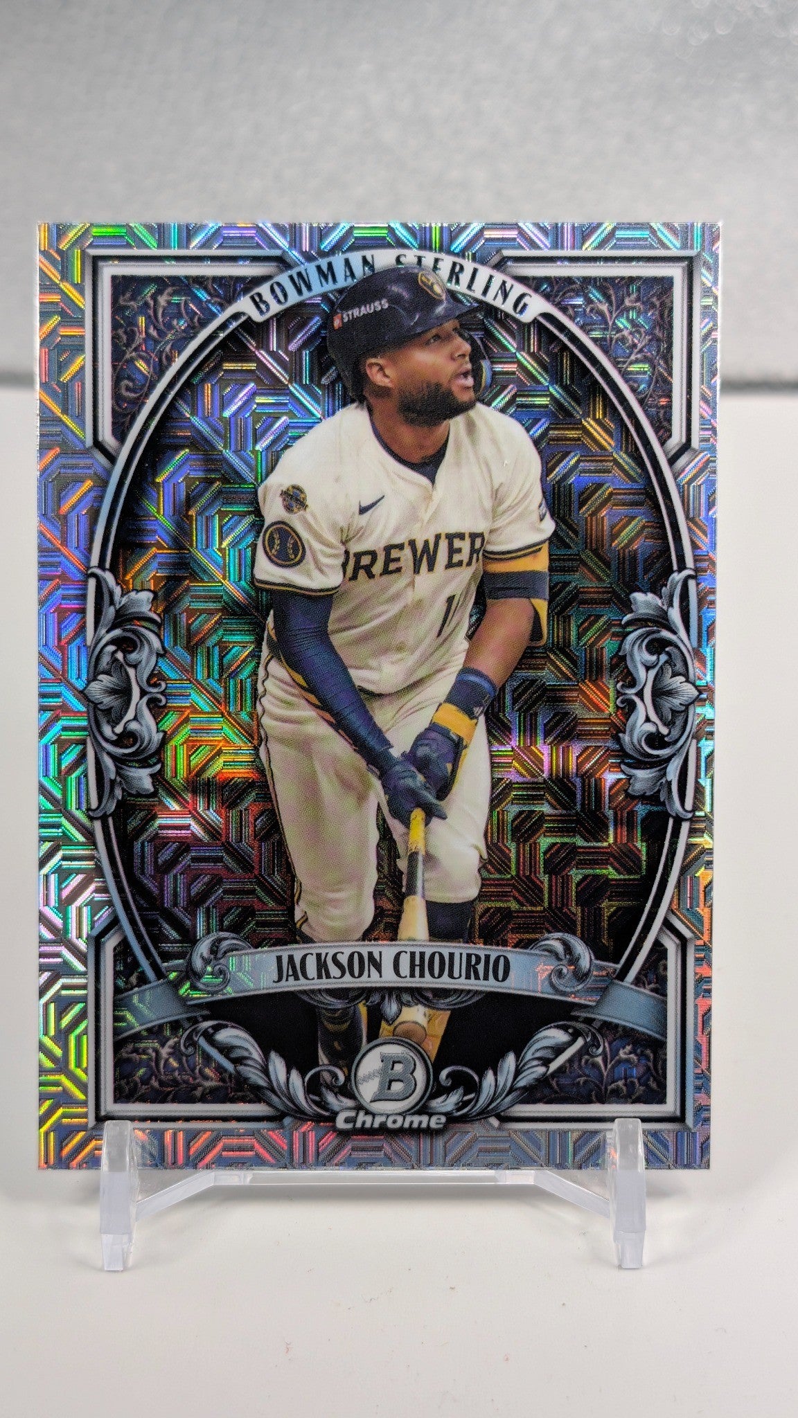2026 Bowman Jackson Chourio #BST-1 Bowman Sterling Mojo Refractors Milwaukee Brewers