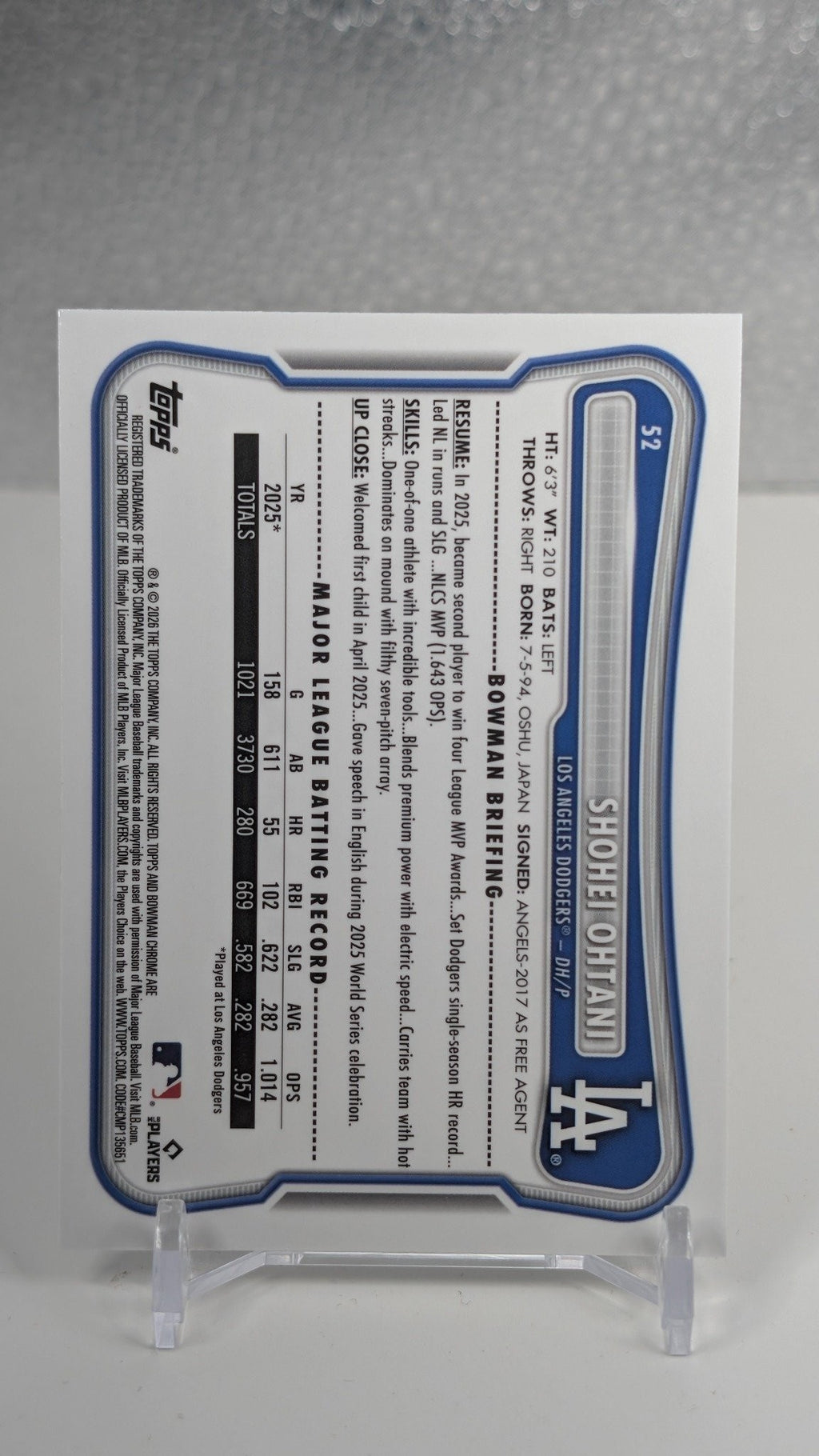 2026 Bowman Shohei Ohtani #52 Los Angeles Dodgers