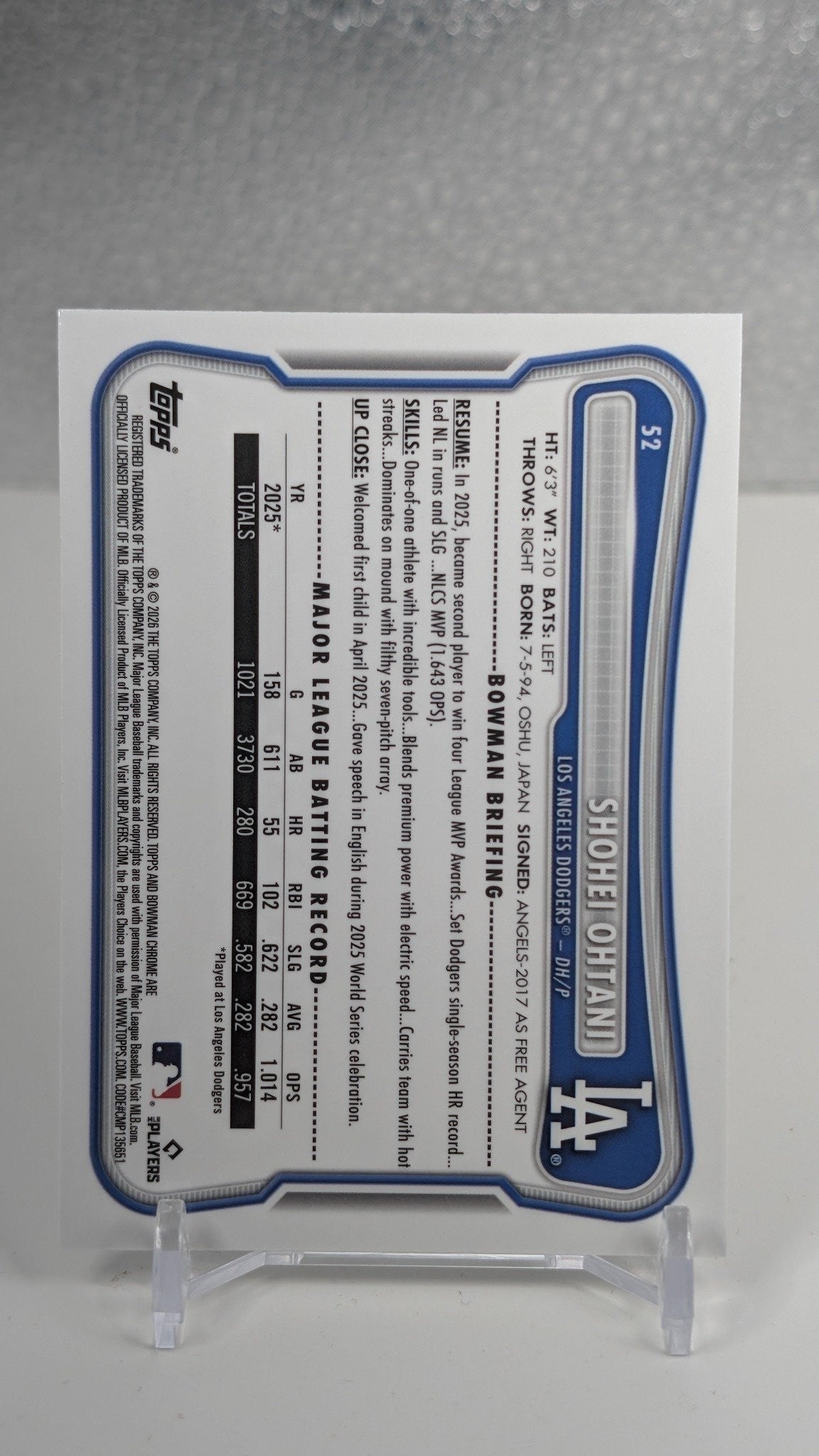 2026 Bowman Shohei Ohtani #52 Los Angeles Dodgers