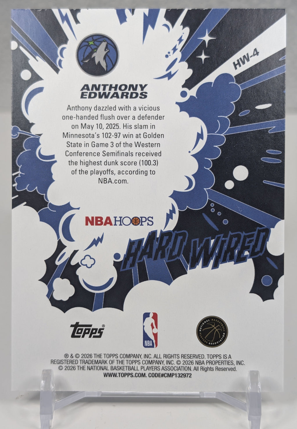 2025-26 Hoops Anthony Edwards #HW-4 Hard Wired Minnesota Timberwolves