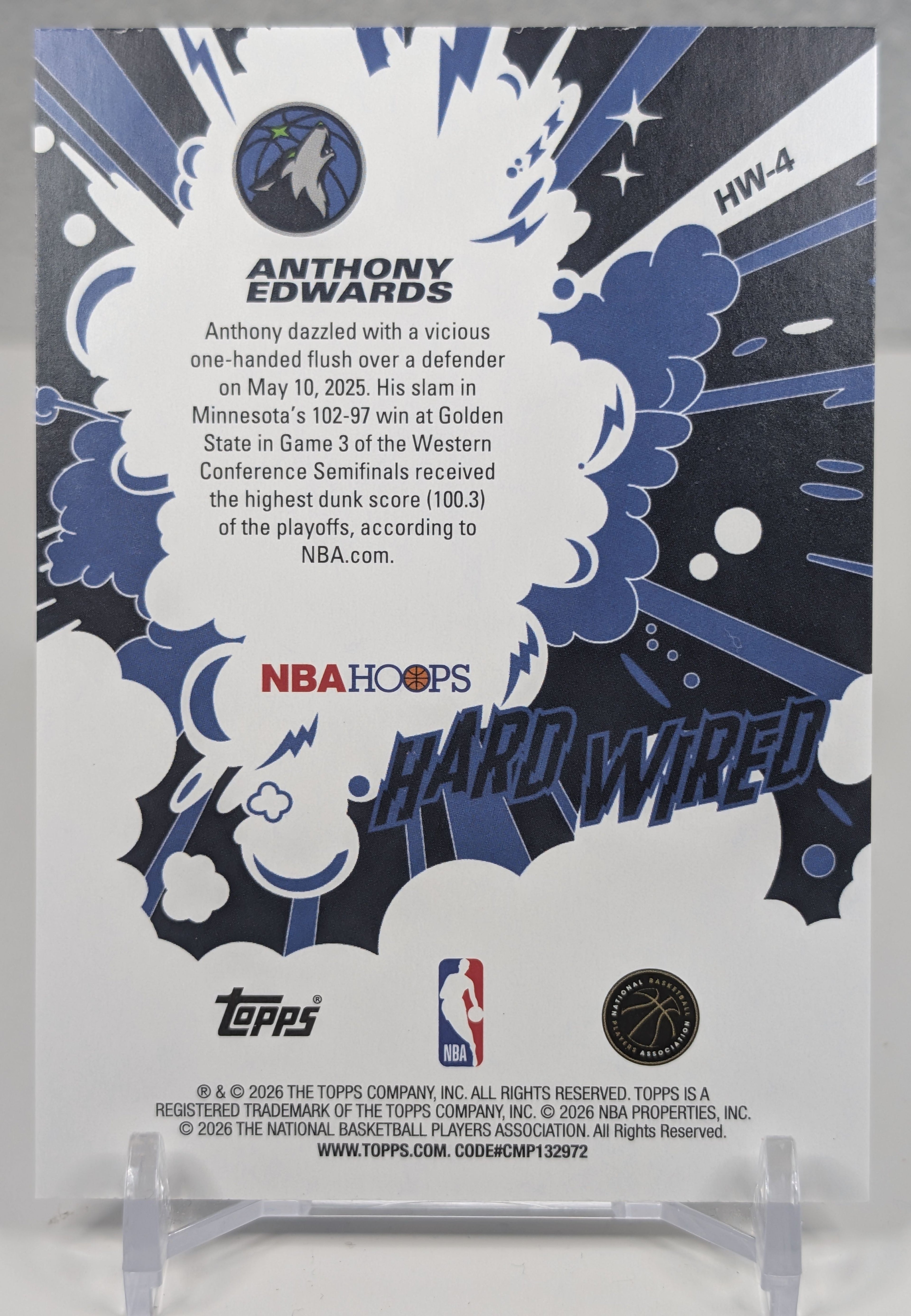 2025-26 Hoops Anthony Edwards #HW-4 Hard Wired Minnesota Timberwolves